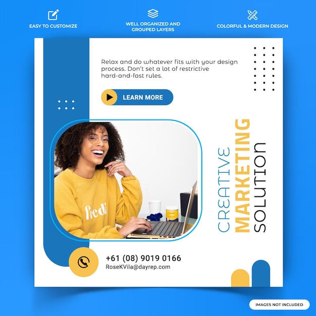 Modello di banner web post aziendale Instagram Vettore Premium