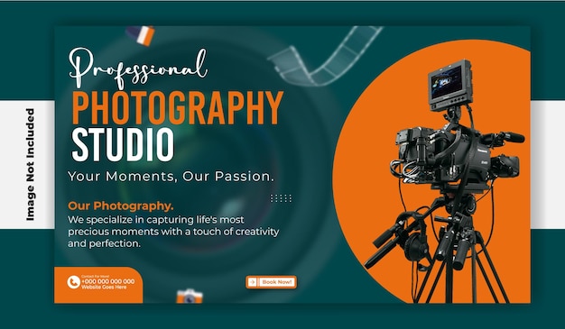 Modello di banner web promozionale per lo studio di fotografia professionale