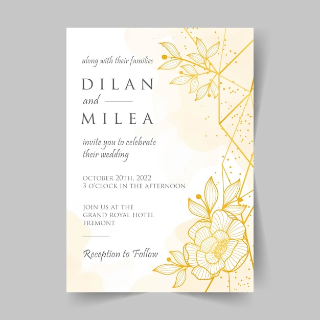 Modello di biglietti d'invito matrimonio elegante