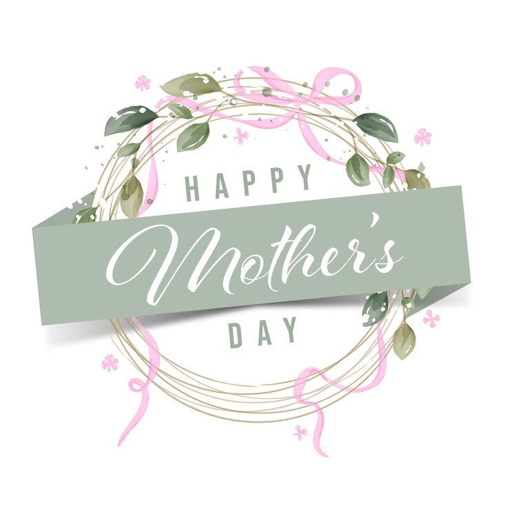 Modello di biglietto d'auguri per la festa della mamma in illustrazione vettoriale in stile rustico Floreale acquerello verde
