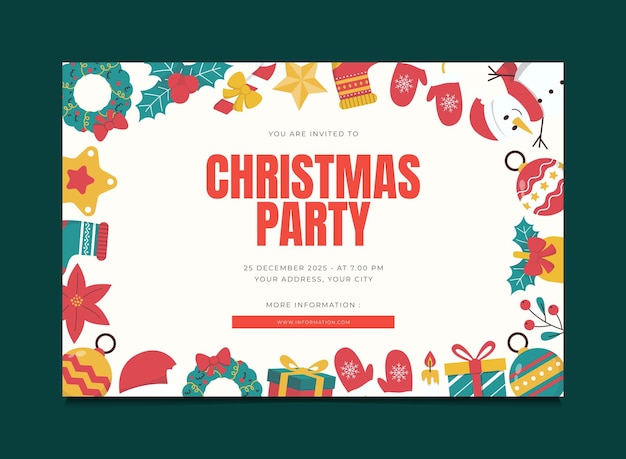 Modello di biglietto d'invito per la festa di Natale