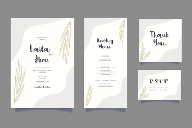 Modello di biglietto d'invito per matrimoni di lusso moderno ed elegante