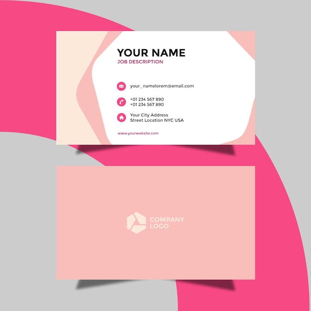 Modello di biglietto da visita moderno e professionale rosa pallido PSD gratuito