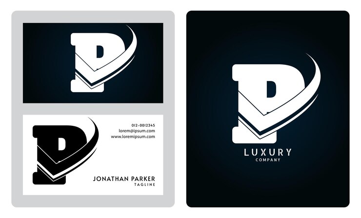 Vettore modello di biglietto da visita vip logo di lettera p premium con design di biglietti da visita di lusso identità aziendale elegante