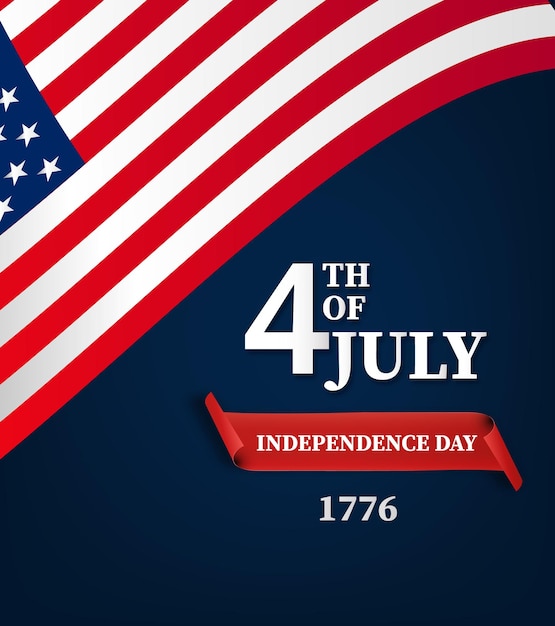 Modello di biglietto di auguri del 4 luglio Stati Uniti d'America Independence Day design Illustrazione vettoriale 4 luglio USA
