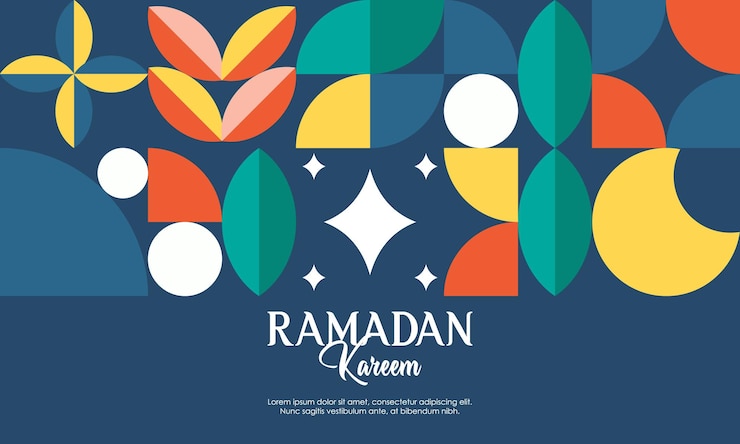 Vettore modello di biglietto di auguri islamico con ramadan per carta da parati concetto astratto con elementi di ramadan