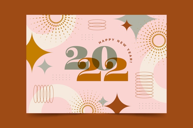 Modello di biglietto di auguri piatto per il nuovo anno