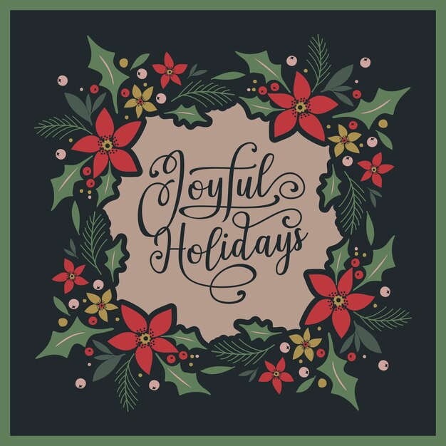 Modello di biglietto di auguri Vector Joyful Holidays