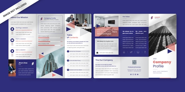 Modello di brochure a tre ante con profilo aziendale