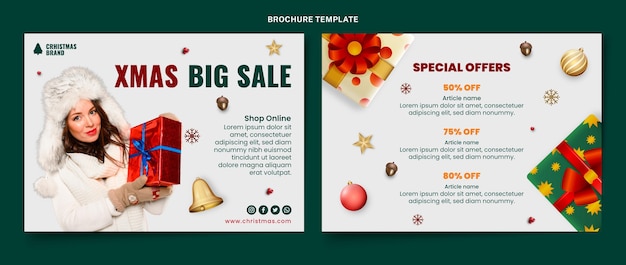 Modello di brochure di natale realistico