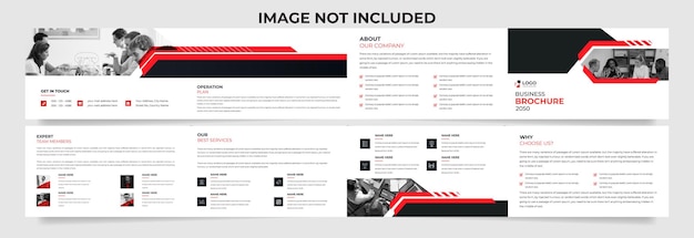Modello di brochure orizzontale quadruplo, opuscolo aziendale, stile semplice e layout moderno