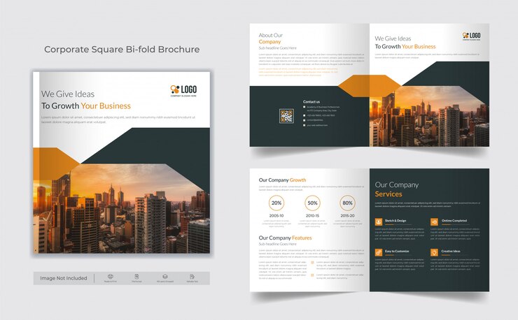 Modello di brochure quadrato bi piega