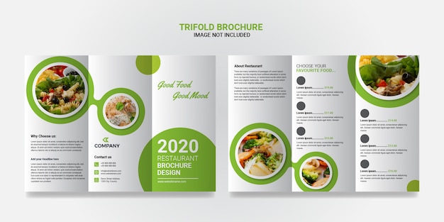 Modello di brochure ripiegabile per cibo e ristorante