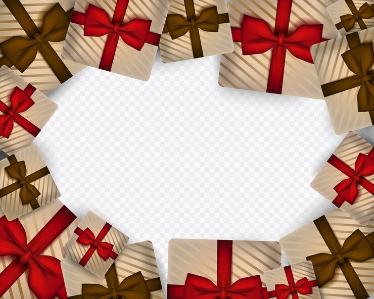 Vettore modello di buon natale con scatola regalo realistico.