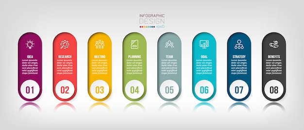 Modello di business infografica con design a gradini o opzioni.