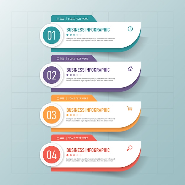 Modello di business infografica con quattro passaggi