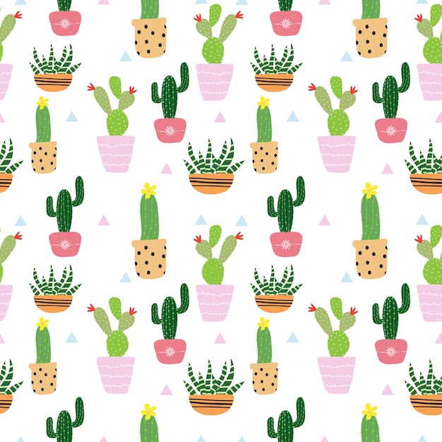 Modello di cactus carino senza soluzione di continuità