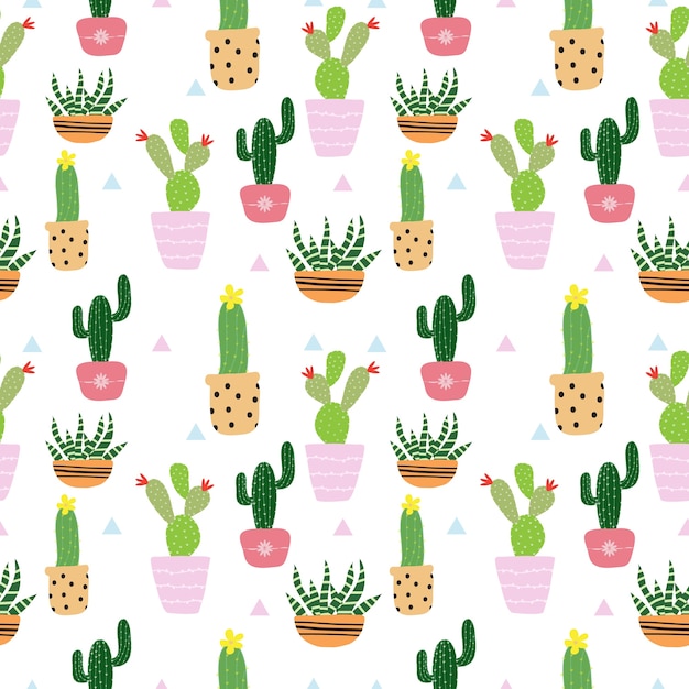 Modello di cactus carino senza soluzione di continuità