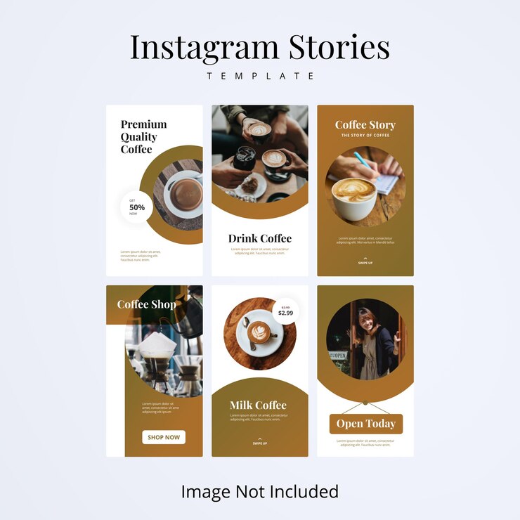 Vettore modello di caffè instagram stories
