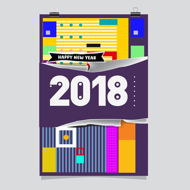 Modello di calendario 2018 con disegno geometrico colorato illustrazione