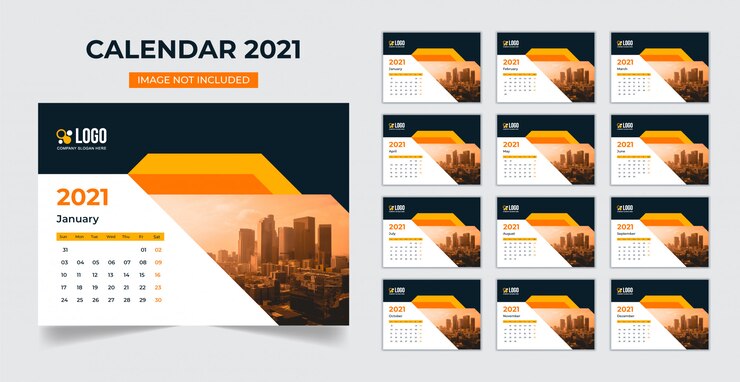 Modello di calendario da tavolo 2021
