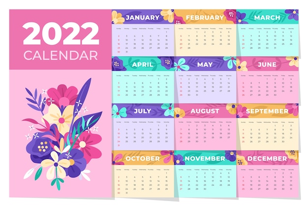 Modello di calendario piatto 2022