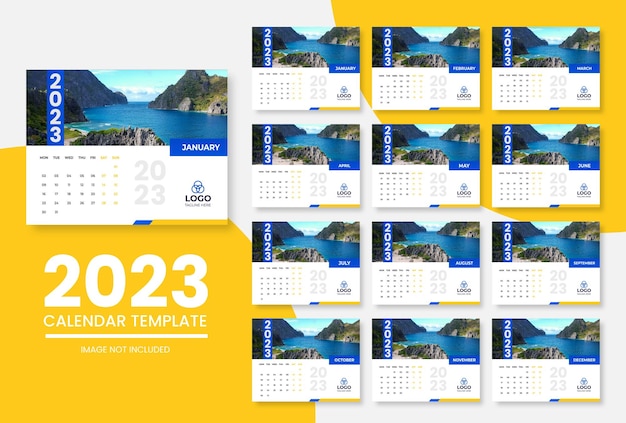 Modello di calendario pulito per il nuovo anno 2023