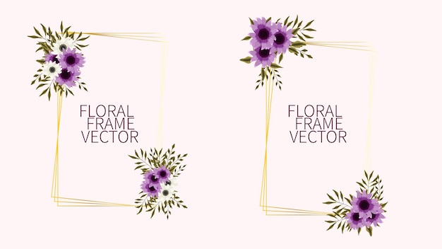 Modello di carta con cornice floreale con etichetta di fiori per invito a nozze