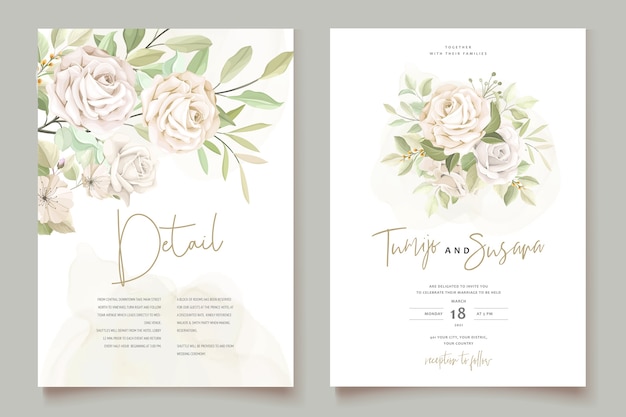 modello di carta di invito bellissime rose