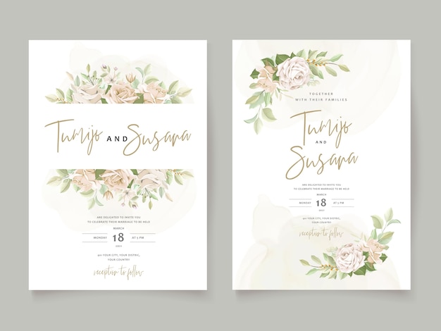 modello di carta di invito bellissime rose