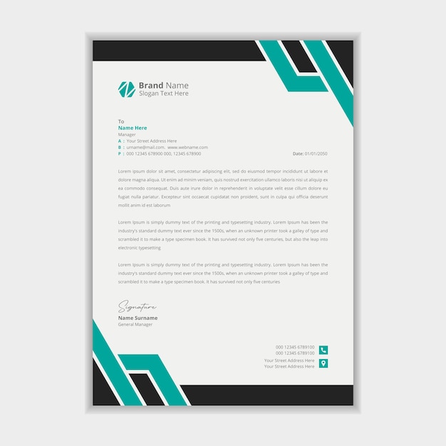 Modello di carta intestata creativa professionale o design moderno del modello di carta intestata aziendale