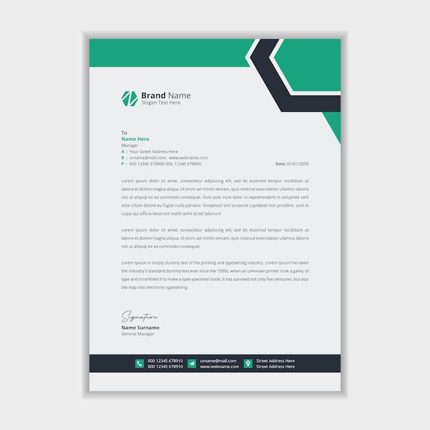 Modello di carta intestata creativa professionale o design moderno del modello di carta intestata aziendale