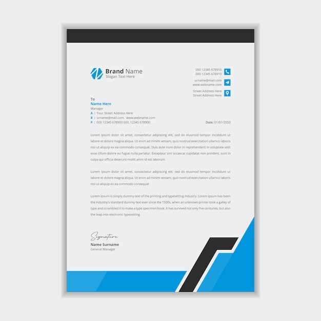 Modello di carta intestata creativa professionale o design moderno del modello di carta intestata aziendale