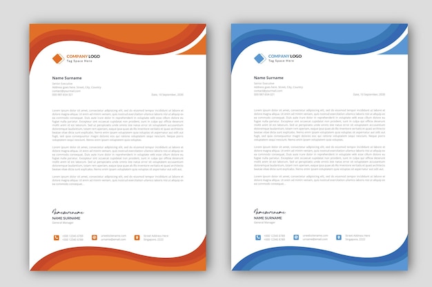 Modello di carta intestata dalle curve moderne