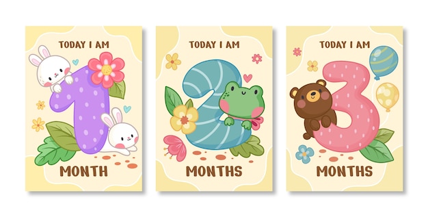 Modello di carte cardine bambino disegnato a mano
