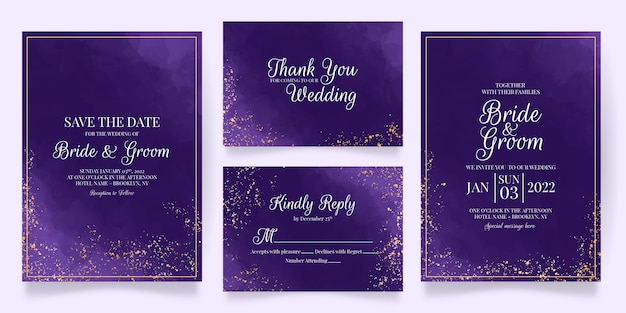modello di carte invito matrimonio elegante con decorazione ad acquerello