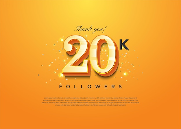Modello di celebrazione di 20.000 follower con granelli di glitter festivi