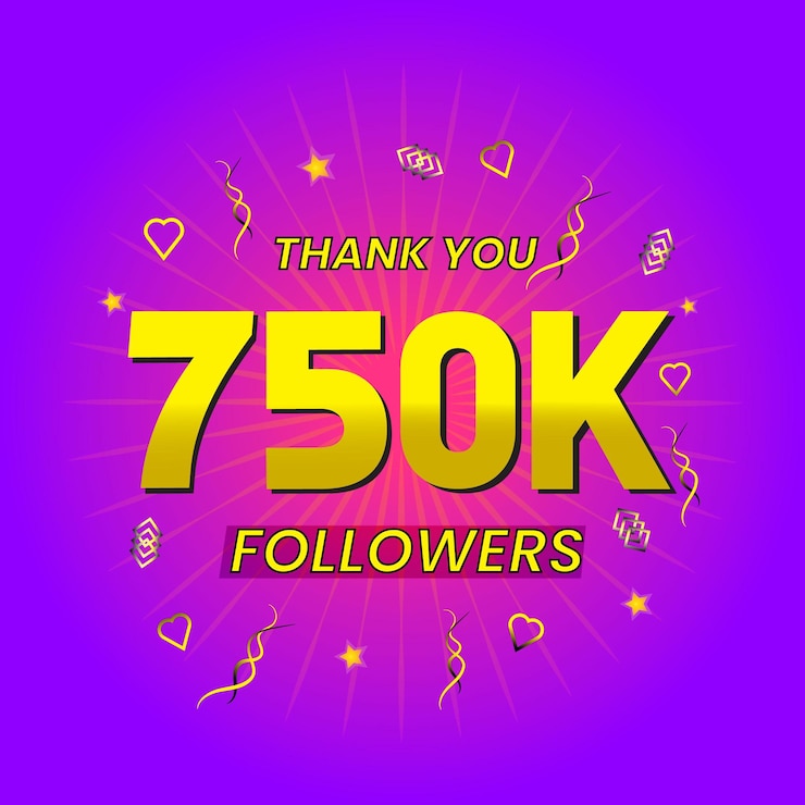 Vettore modello di celebrazione di ringraziamento da 750.000 follower
