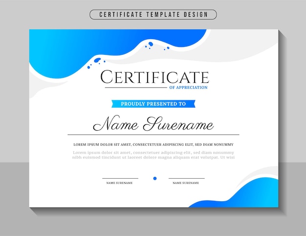Modello di certificato aziendale moderno ed elegante Vettore Premium