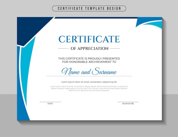 Modello di certificato aziendale moderno ed elegante Vettore Premium