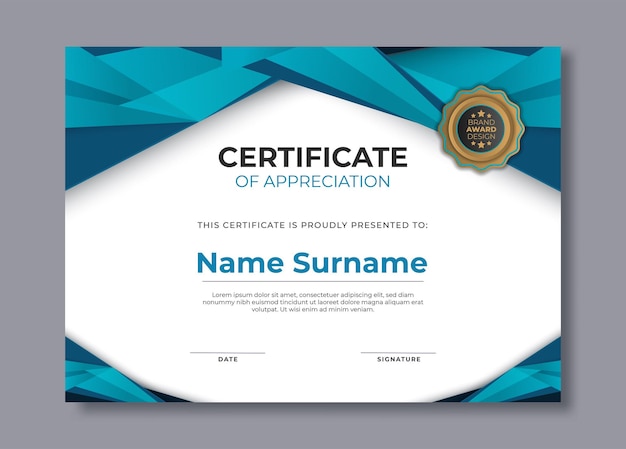 Modello di certificato elegante in gradiente