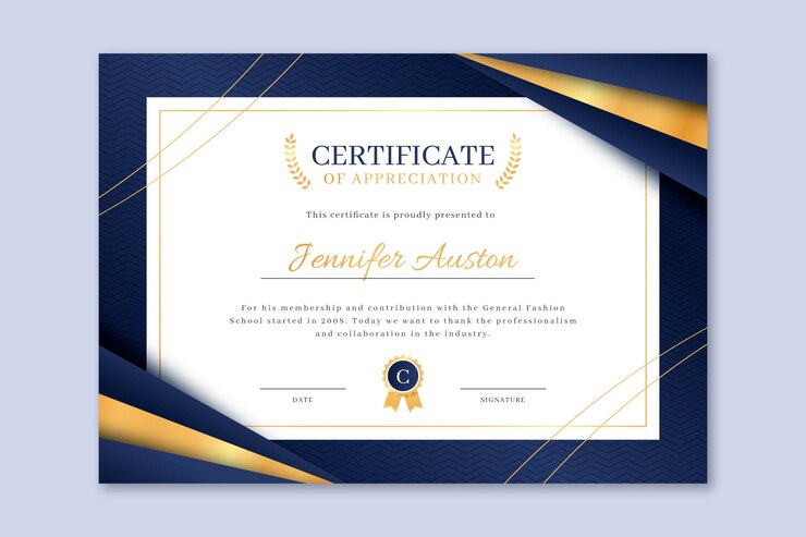 Vettore modello di certificato elegante in gradiente