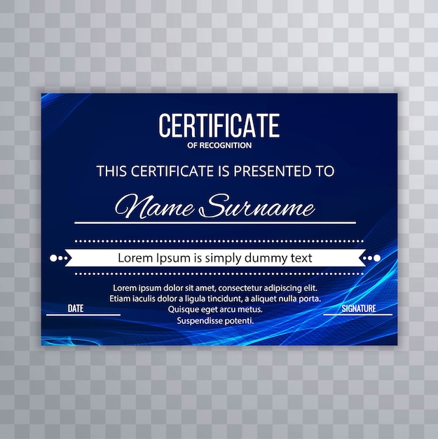 Modello di certificato elegante onda astratta