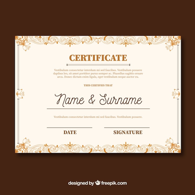 Modello di certificato in stile vintage