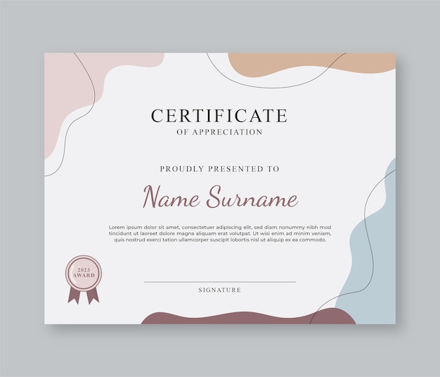 Modello di certificato moderno Colori neutri