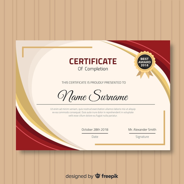 Vettore modello di certificato moderno con design piatto