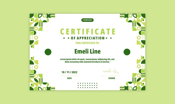 Modello di certificato moderno design geometrico piatto