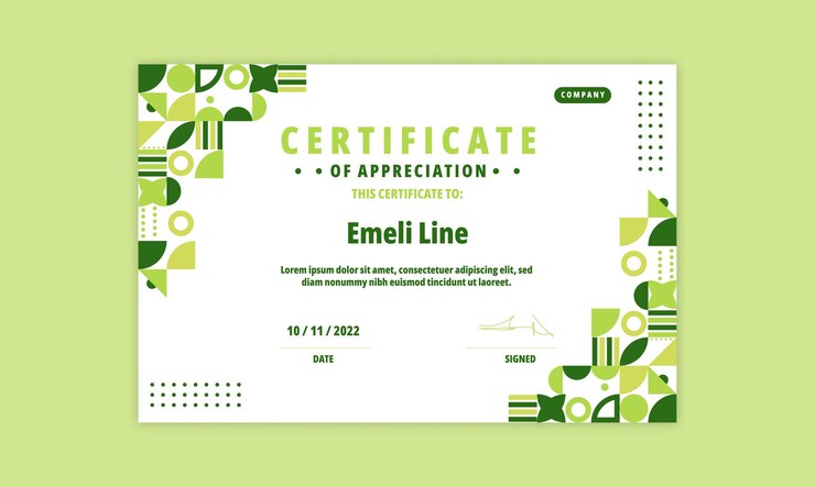 Modello di certificato moderno design geometrico piatto