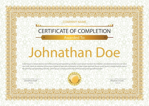 Modello di certificato moderno piatto e Certificato di realizzazione e Certificate di completamento e ce