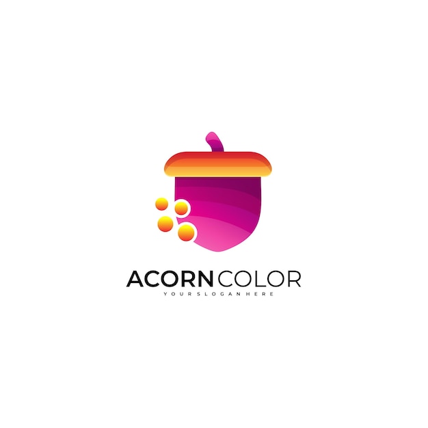 Modello di colore sfumato del logo dell'icona delle noci di ghianda